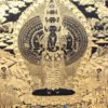 Tibetan Avalokiteshvara Gold Toned Thanka Paintings