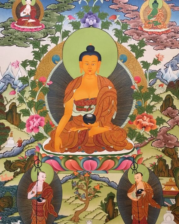 Shakyamuni Buddha In His Heavenly Adobe Thangka 82x58cm NTH67