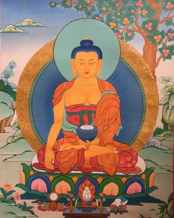 Peaceful thangka of Shakyamuni